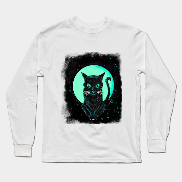 the black cat Long Sleeve T-Shirt by anghewolf